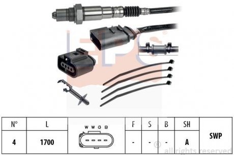 Лямбда-зонд MB A (W168), C (CL203), C T-MODEL (S203), C (W203), C (W204), CLK (C209), E (W211) VOLVO S60 I, V40, V50, XC90 I AUDI A3 0.8-6.0ALK 01.88- EPS 1.998.251