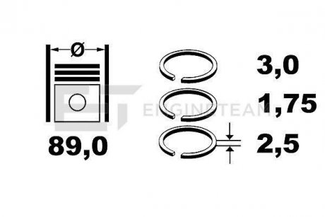 Комплект кілець на поршень ET ENGINETEAM R1008800