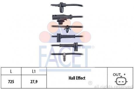 Датчик швидкості (ABS) FACET 21.0095 (фото 1)