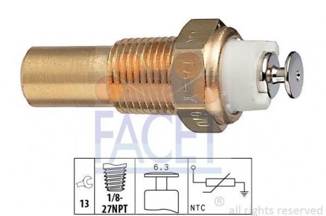 Датчик температуры охлаждения жидкости. Датчик, температура охлаждающей воды. Датчик, температура охлаждающей жидкости FACET 73235 (фото 1)