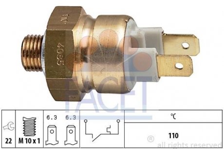 Датчик включения вентилятора 80/A6 1.6-2.3 85-98 FACET 7.4085 (фото 1)