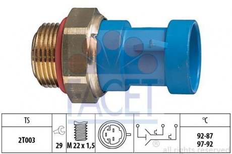 Термовимикач вентилятора радіатора FACET 7.5643