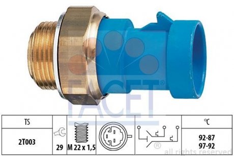 Термовимикач вентилятора радіатора FACET 7.5681