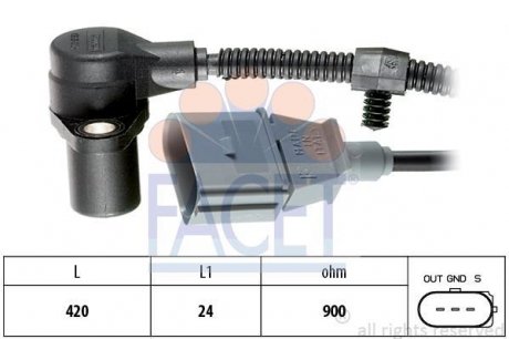 Датчик положення коленвала VW T4/T5 2.8-3.2 i 00-> FACET 9.0320