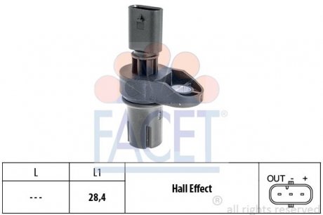 Датчик оборотов коленвала валу BMW 1/2/3/4/5/6/7/X1/X3/X4/X5/X6 1.6-3.0 d 03-> FACET 9.0757