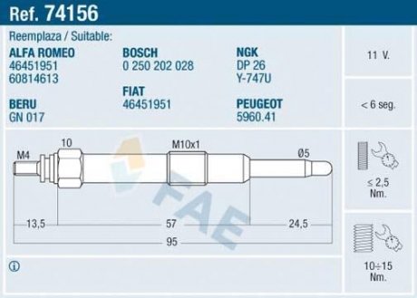 СВЕЧКА РАЗЖАРЕНИЯ FAE 74156