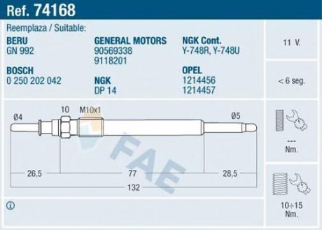 СВЕЧКА РАЗЖАРЕНИЯ FAE 74168