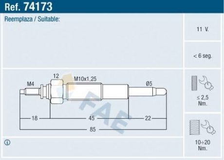 СВЕЧКА РАЗЖАРЕНИЯ FAE 74173