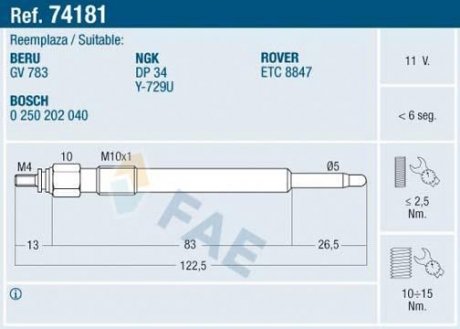 СВЕЧКА РАЗЖАРЕНИЯ FAE 74181