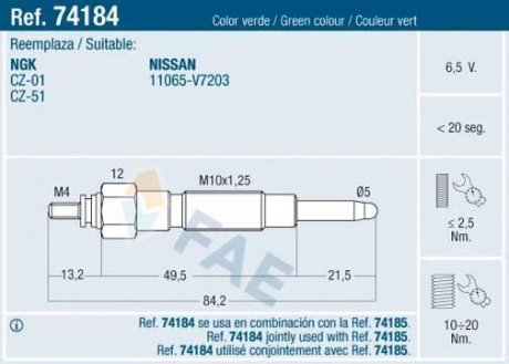 СВЕЧКА РАЗЖАРЕНИЯ FAE 74184