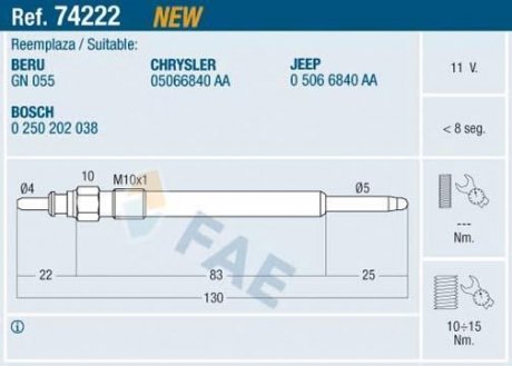 СВЕЧКА РАЗЖАРЕНИЯ FAE 74222