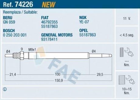 СВЕЧКА РАЗЖАРЕНИЯ FAE 74226