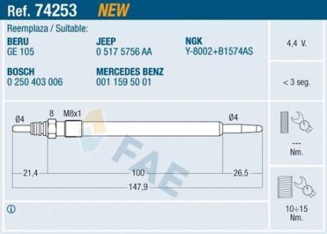 СВЕЧКА РАЗЖАРЕНИЯ FAE 74253