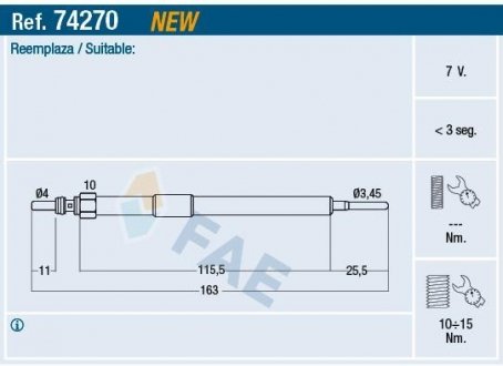 Свічка накалу FAE 74270