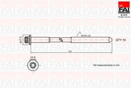 Набор болтов ГБЦ Opel X14XE/X16XEL/X18XE Z FAI AUTOPARTS Fischer Automotive One (FA1) B701