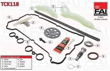 Ланцюг приводу кулачкового валу (набір) FAI AUTOPARTS Fischer Automotive One (FA1) TCK118 (фото 1)