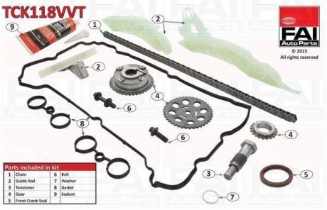 Ланцюг приводу кулачкового валу (набір) FAI AUTOPARTS Fischer Automotive One (FA1) TCK118VVT (фото 1)