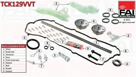 Ланцюг приводу кулачкового валу (набір) FAI AUTOPARTS Fischer Automotive One (FA1) TCK129VVT (фото 1)