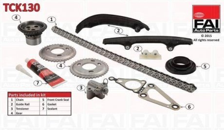 К-кт цепи ГРМ (с шестерней) Fiat/Ford/PSA 2.2Hdi/Jtd/Tdci 06- FAI AUTOPARTS Fischer Automotive One (FA1) TCK130 (фото 1)