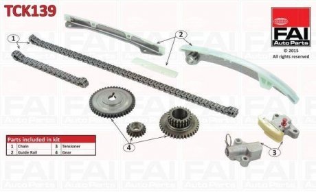 К-кт ланцюга ГРМ Nissan Qashqai (J10E) 2.0 07-/Tiida 1.8 07-/X-Trail 2.0 07- FAI AUTOPARTS Fischer Automotive One (FA1) TCK139