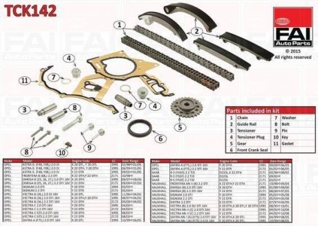 Полный к-кт цепи ГРМ (верх и низ с уплотнителями) Opel 2.0Dti/2.2Dti 1995- FAI AUTOPARTS Fischer Automotive One (FA1) TCK142