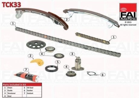 К-кт цепи ГРМ (с шестернями Toyota Avensis 2.4 03/Camry (V30) 2.0 01-/Rav 4 2.4 00- FAI AUTOPARTS Fischer Automotive One (FA1) TCK33 (фото 1)