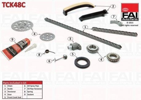 К-кт ланцюга ГРМ (+к-кт на масляний насос) Smart 0.6 City-Coupe 98-04/Cabrio 00-04/ Crossblade 06.02- FAI AUTOPARTS Fischer Automotive One (FA1) TCK48C