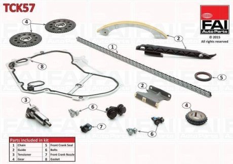 К-кт цепи ГРМ (цепь+шестерни+натяжн.+направл.+прокладки) Opel Vectra C 2.0 03-/Signum 2.0 03- FAI AUTOPARTS Fischer Automotive One (FA1) TCK57