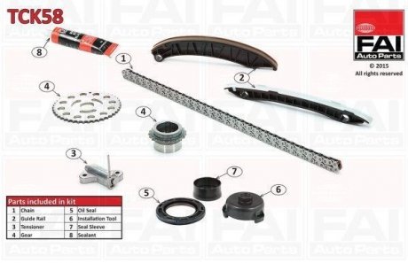 К-кт ГРМ(ланцюг+2 зірки+натяжник+2 лижі) Opel Vivaro 2.0 CDTI 06.08- FAI AUTOPARTS Fischer Automotive One (FA1) TCK58