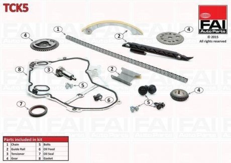 К-кт цепи ГРМ (с шестернями и уплотнениями) Opel Signum/Vectra C Mk II Zafira Mk II (M75) 2.2/2.2 Direct 2003- FAI AUTOPARTS Fischer Automotive One (FA1) TCK5