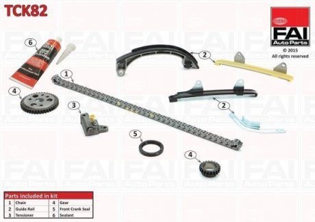 К-кт цепи ГРМ (Цепь+звездочки+натяжник+лыжи) Toyota Yaris 1.3 05- FAI AUTOPARTS Fischer Automotive One (FA1) TCK82