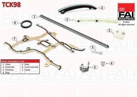 К-кт ланцюга ГРМ (з ущільнювачами) Chevrolett Aveo 1.2/1.4 Opel Astra J 1.4/Corsa D 1.2/1.4/Meriva B 1.4 FAI AUTOPARTS Fischer Automotive One (FA1) TCK98 (фото 1)