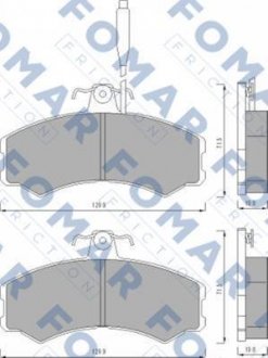 Гальмівні колодки, дискове гальмо (набір) FOMAR FO453081