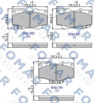 Гальмівні колодки, дискове гальмо (набір) FOMAR FO464781