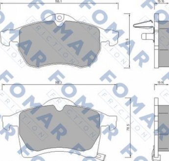 Тормозные колодки, дисковый тормоз (набор) FOMAR FO666681 (фото 1)