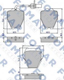 Тормозные колодки, дисковый тормоз (набор) FOMAR FO903581 (фото 1)