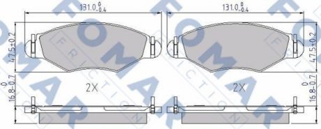 Тормозные колодки, дисковый тормоз (набор) FOMAR FO906881