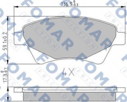 Тормозные колодки, дисковый тормоз (набор) FOMAR FO908281 (фото 1)