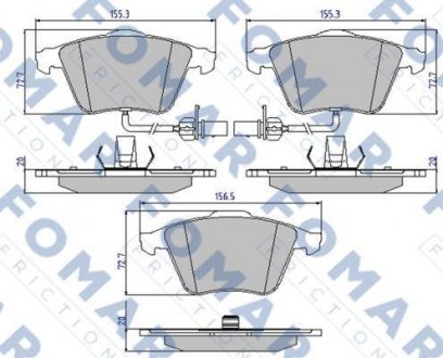 Тормозные колодки, дисковый тормоз (набор) FOMAR FO912481 (фото 1)