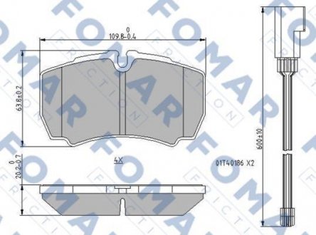 Гальмівні колодки, дискове гальмо (набір) FOMAR FO912581 (фото 1)