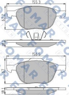 Гальмівні колодки, дискове гальмо (набір) FOMAR FO914581 (фото 1)