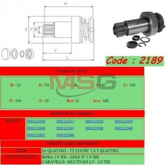 Бендикс стартера GHIBAUDI 2189