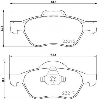 Тормозные колодки передние Renault Laguna 01- (ATE) (156,3x68,8x18) HELLA 8DB355009-091 (фото 1)