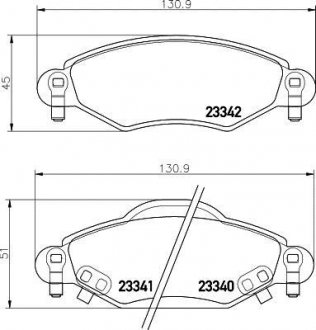 Гальмівні колодки, дискове гальмо (набір) HELLA 8DB355010-791