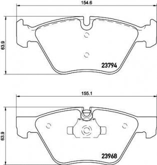 Колодки тормозные передние BMW 3(E90)/1(E81) 04-13 (ATE) (154,8x63,6x20) HELLA 8DB355011-321