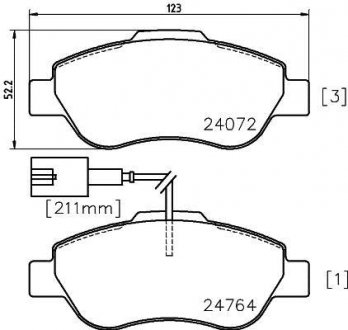 Гальмівні колодки, дискове гальмо (набір) HELLA 8DB355014471 (фото 1)