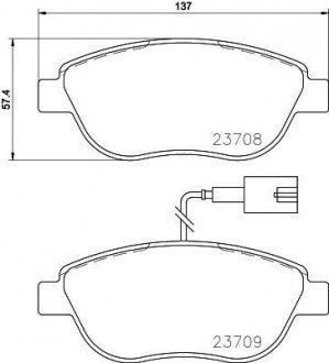 Гальмівні колодки, дискове гальмо (набір) HELLA 8DB355015791