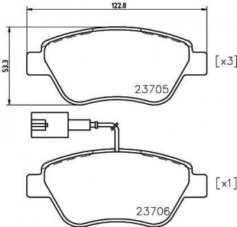 Гальмівні колодки, дискове гальмо (набір) HELLA 8DB355018-821 (фото 1)