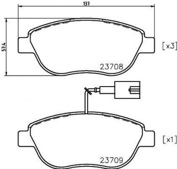 Тормозные колодки, дисковый тормоз (набор) HELLA 8DB355018831