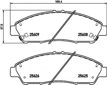 Дисковые тормозные колодки перед.Honda Pilot /Acura MDX 2007- HELLA 8DB 355 020-211 (фото 1)